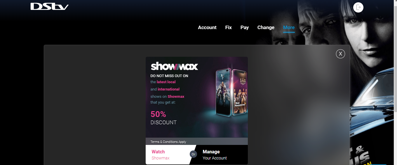 manage your showmax account